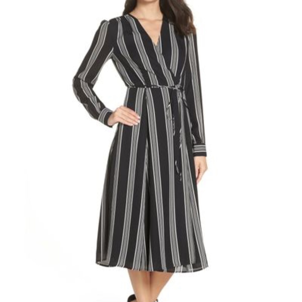 Charles Henry Womens Black & White Striped Dress